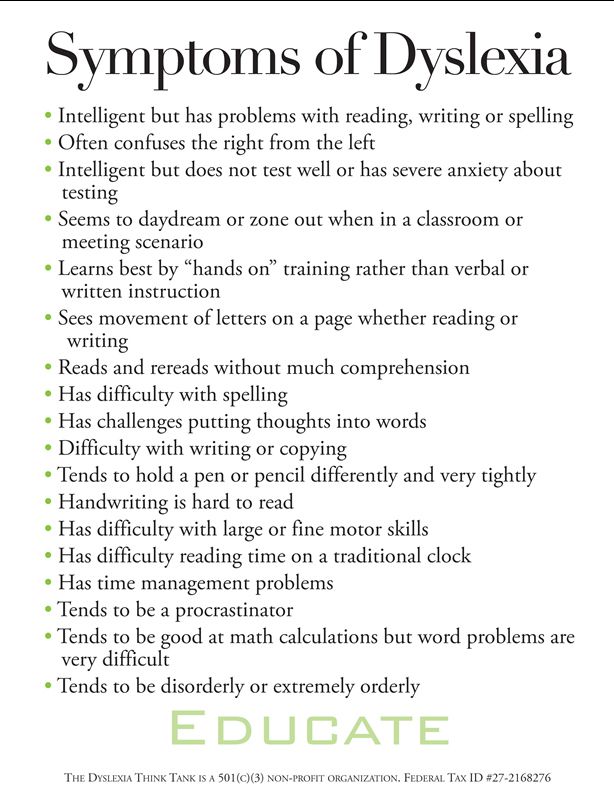 Symptoms+dyslexia
